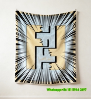 Fendi Yellow Light Blue Comic FF Monogram Flannel Sofa Throw Blanket Wall Decor IMG_9527
